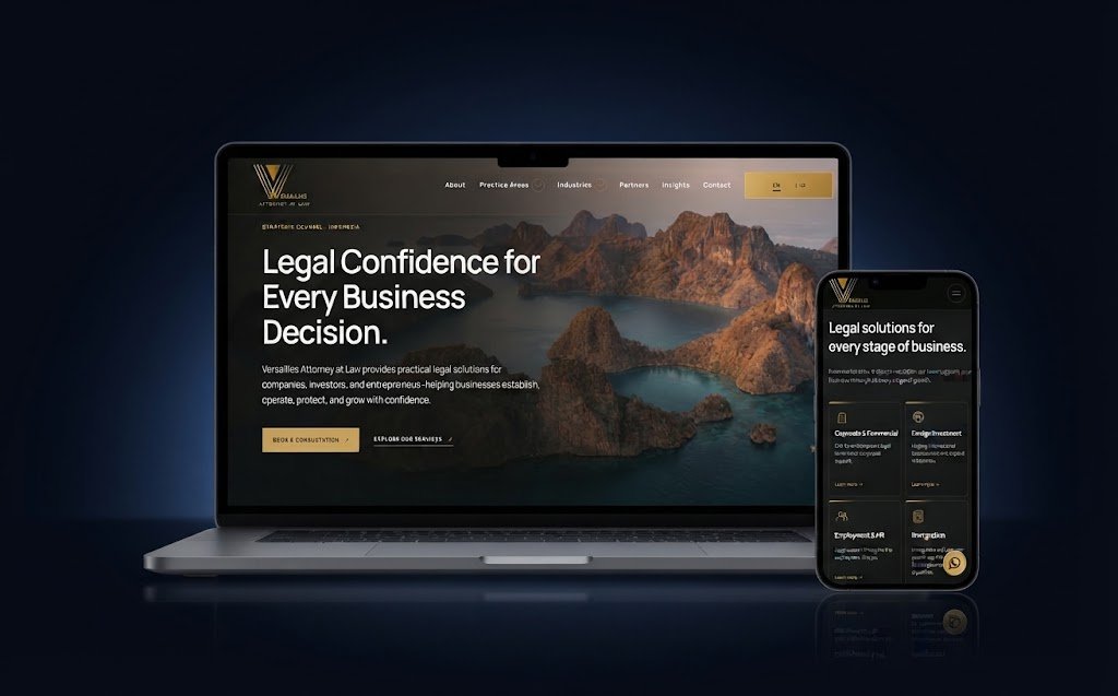 Hasil pembuatan website Versailles Attorney at Law — Website Company Profile oleh KreasiNic